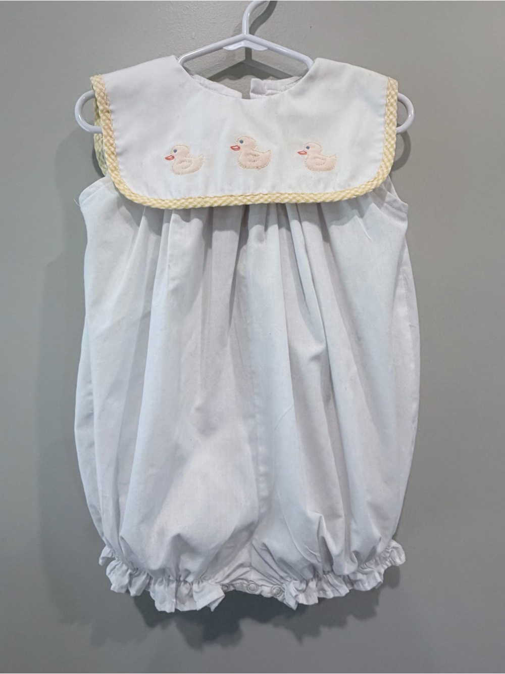 The Bailey Boys White Duck Embroidered Bubble Romper | 24M